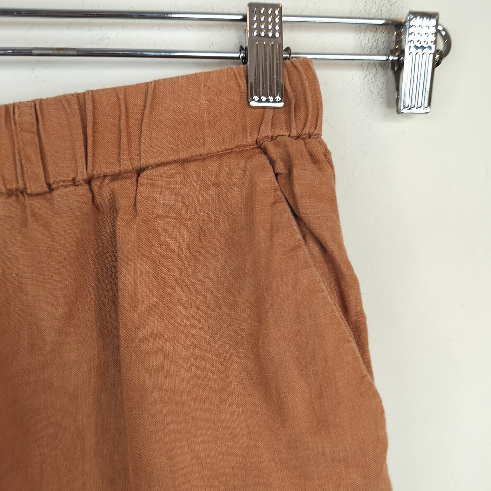 Quince European Linen Cropped Pants Womens Large Pull On High Waist Pockets - Picture 3 of 8